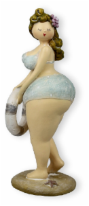 Bikinimädchen mit Ring – Rubensmodell – mollige lustige Badedame mit Schwimmring, 20cm