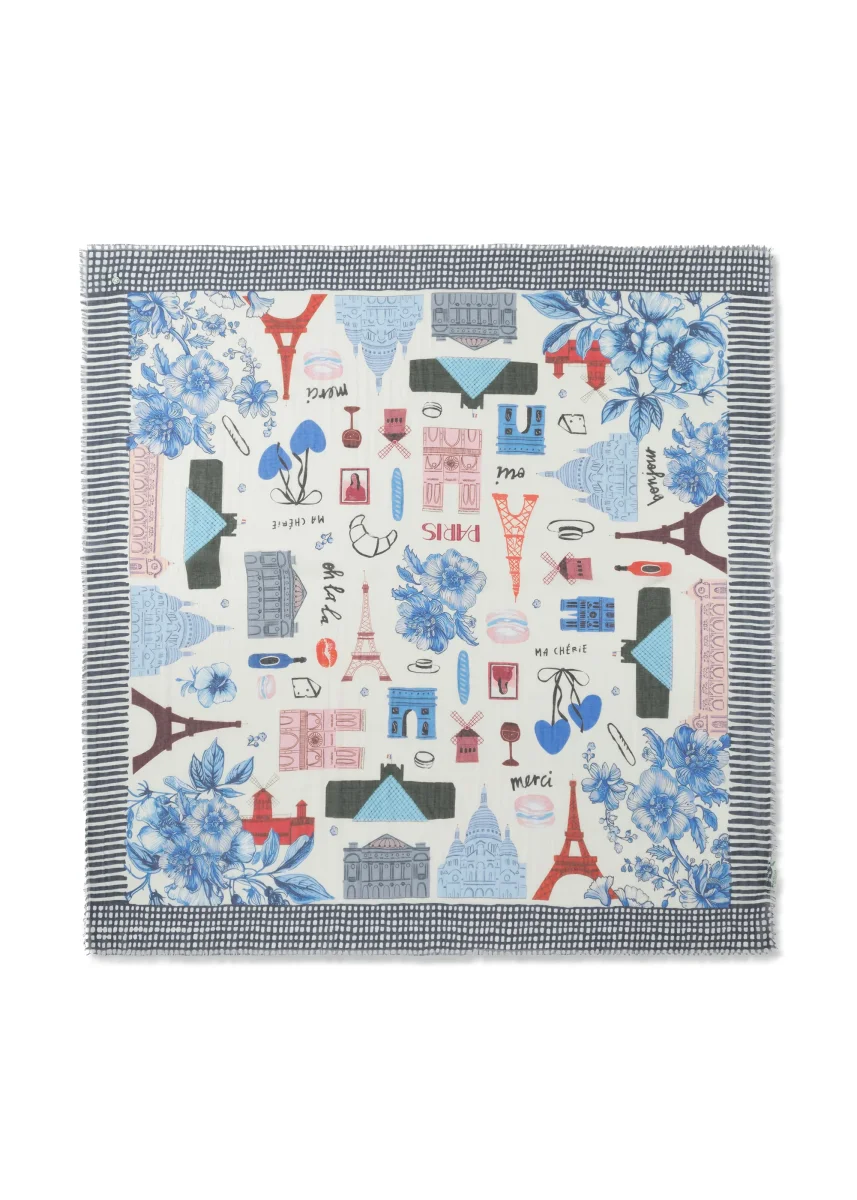 Tuch aus Baumwolle mit Paris-Motiven