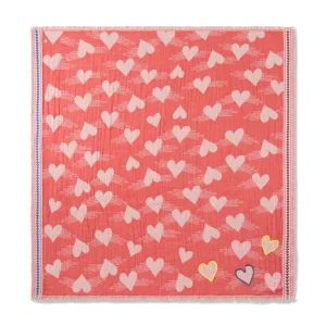 Jacquard-Tuch aus Baumwoll-Mix mit Herzmuster
