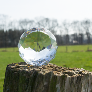 Regenbogenkristall Kristallkugel FACETT transparent – Zubehör für unsere Edelstahlwindspiele Mobile Spirale – Ersatzkugel