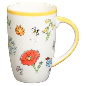 Mila Lovely Flowers Designbecher – 230 ml – Blümchen Designbecher – Keramik