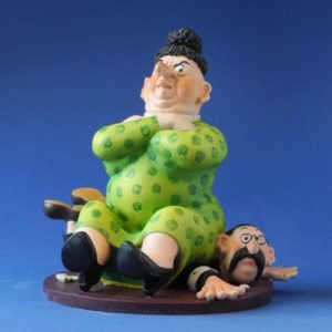Skulptur Albert Dubout “Catch Fèminin” Comic Karikatur Frauenwrestling